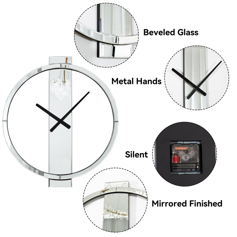 Everly Quinn Jeni Glass Round Living Room Wall Clock & Reviews